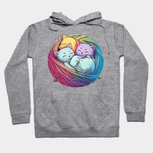 Colourful Kittens in a Ball of Yarn Hoodie